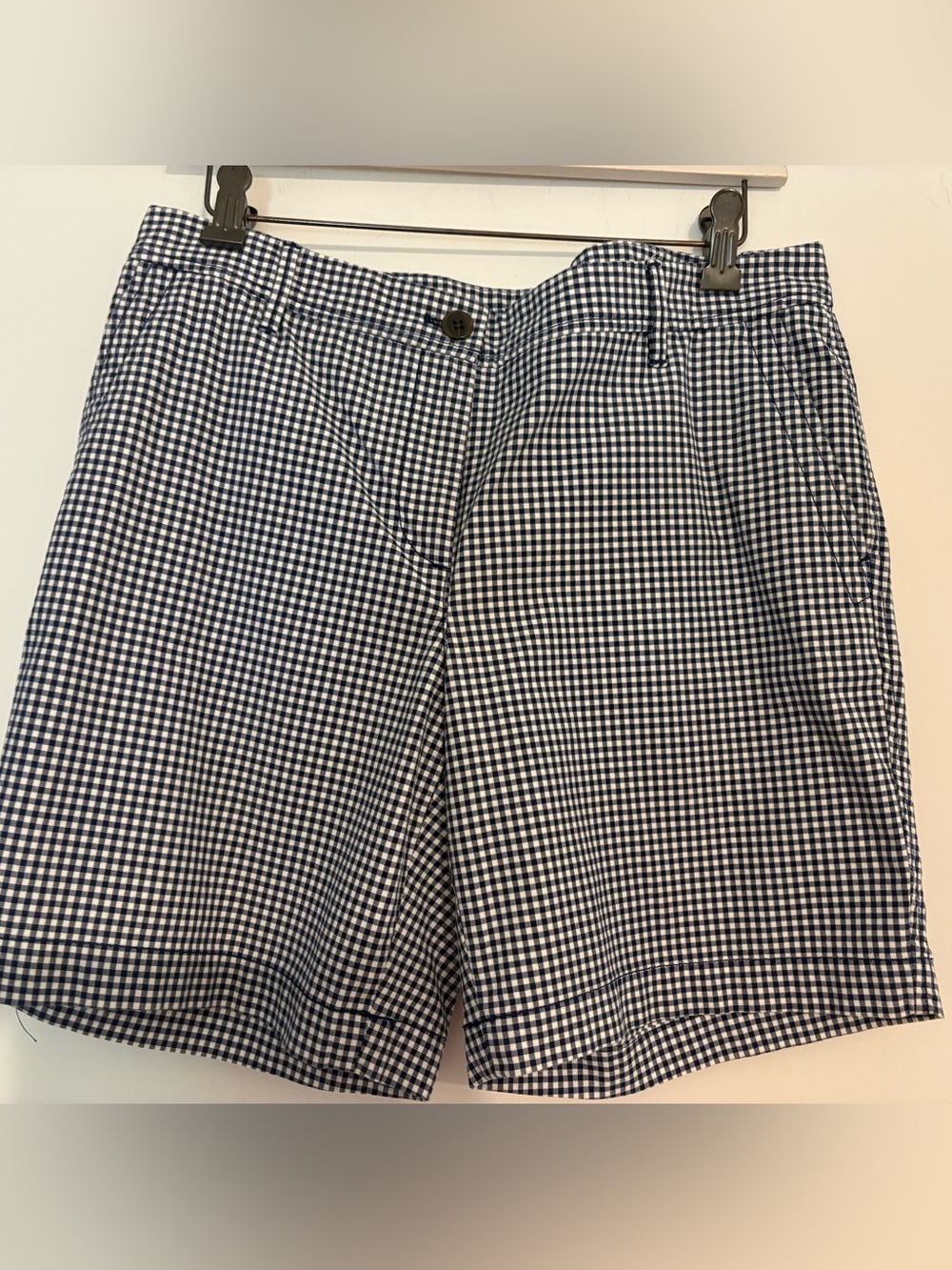 Talbots Navy and White Gingham Women's Flat Front Shorts